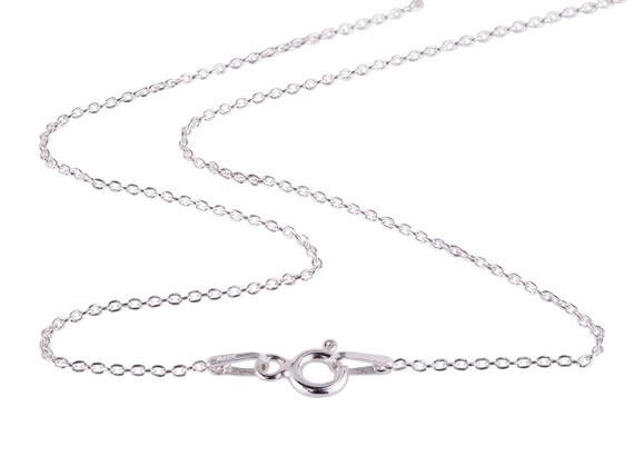Sterling Silver Fine Cable Chain Necklace with Spring Clasp 15.5