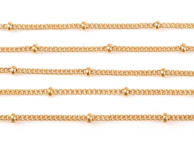 by the Foot 1.5mm Links with 3mm Ball Gold Plated Satellite Chain