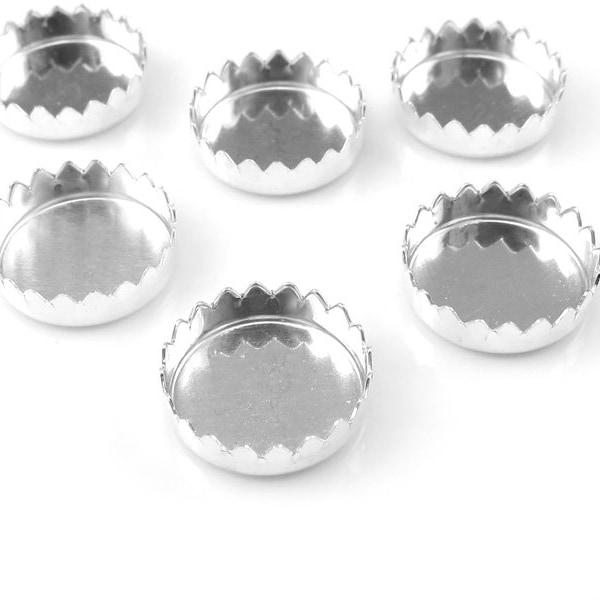 Sterling Silver Serrated Bezel Cup Setting 10mm