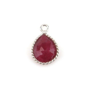 Sterling Silver Ruby Pear Charm 14mm