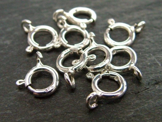 5x-7mm Solid Sterling Silver Bolt Ring Clasp Closed Heavy-Findings-Spring Ring