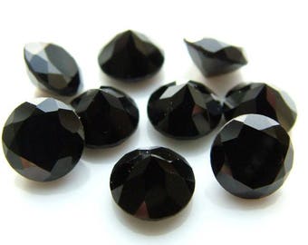 Black Spinel Faceted Round Gemstone ~ Various Sizes