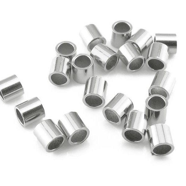 50 Stück ~ Sterling Silber Crimp 2mm x 2mm