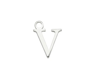 Sterling Silver Alphabet Charm ~ V