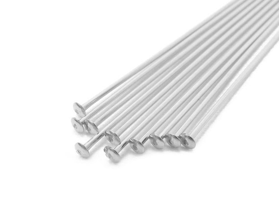 Sterling Silver 925 Head Pins with Flat Head 25mm 0.5mm / 24 Gauge