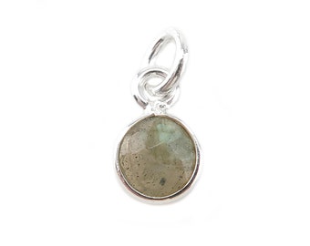 Sterling Silver Labradorite Round Charm 6mm