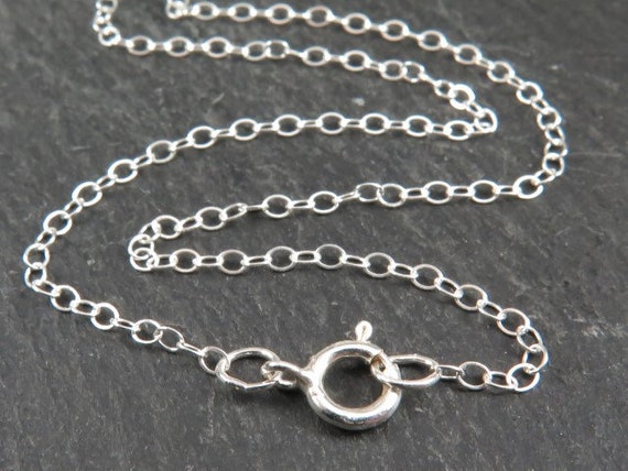 Sterling Silver Flat Cable Chain Necklace with Spring Clasp 20