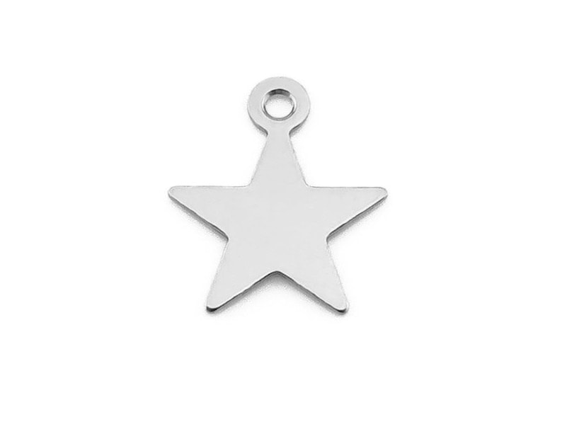 Puede incluir: Encanto de estrella de plata con un anillo de salto para sujetarlo a joyas u otras manualidades.