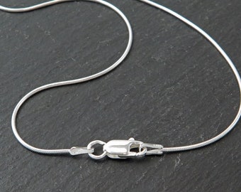 18 Inch Sterling Silver Snake Chain (1mm) Necklace with Lobster Clasp
