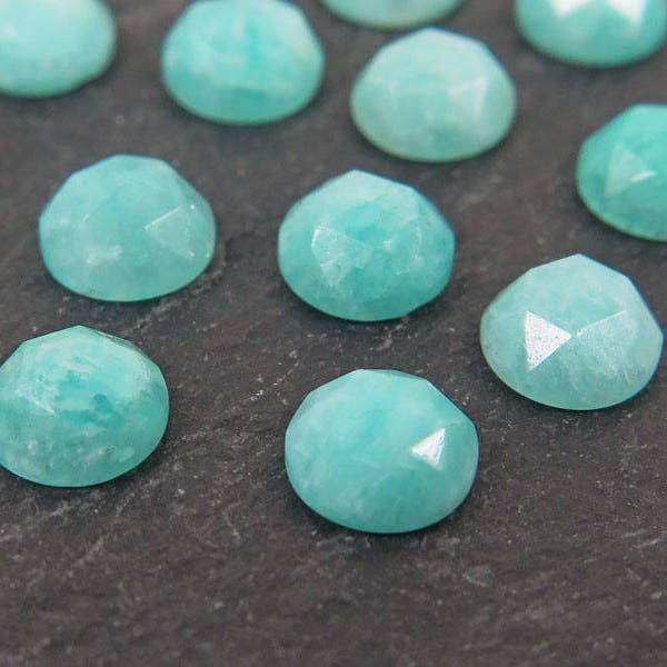 Amazonite Rose Cut Round Cabochon ~ Différentes tailles