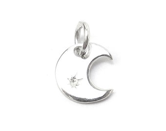 Sterling Silver Crescent Moon Charm 8.5mm