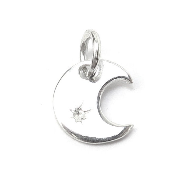 Sterling Silver Crescent Moon Charm 8.5mm