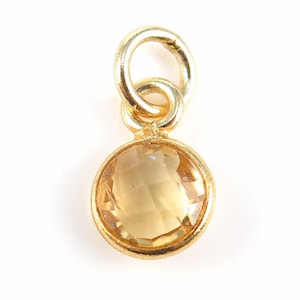 Gold Vermeil Citrine Round Charm 6mm