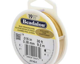 Beadalon 19 Strand Stringing Wire 0.015'' (0.38mm) - Gold - 30ft