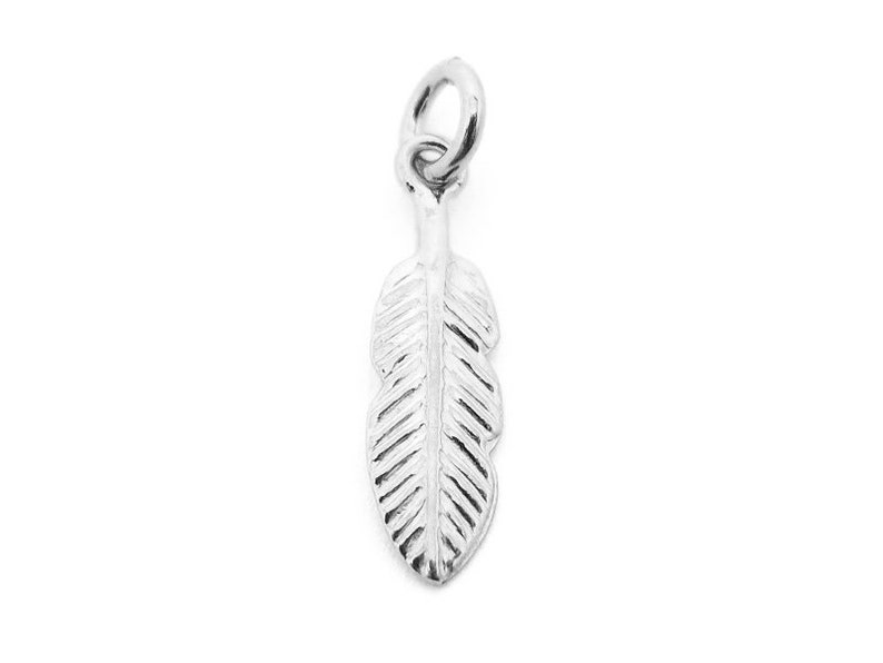 Sterling Silver Feather Charm 15mm image 1