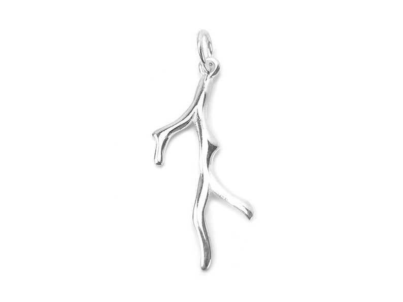 Sterling Silver Coral Branch Pendant 30mm image 1