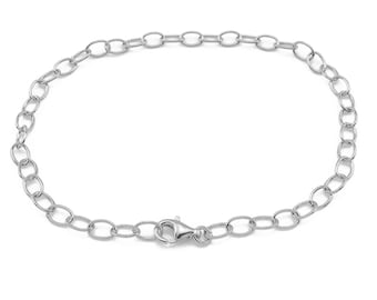 Sterling Silver Cable Chain Bracelet with Clasp 7.5"