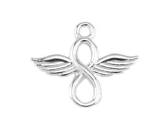 Sterling Silver Angel Wings Infinity Pendant 15mm