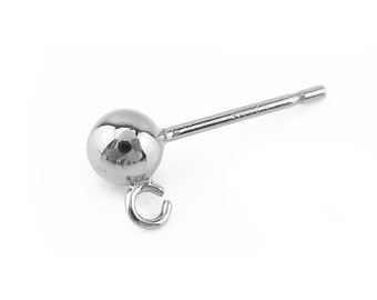 PAIR Sterling Silver Ear Post w/Ball 4mm