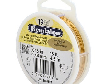 Beadalon 19 Strand Stringing Wire 0.018'' (0.46mm) - Gold - 15ft