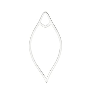 May include: A silver teardrop-shaped ornament with a loop at the top.
