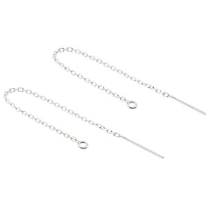 Sterling Silver Ear Threader with Ring ~ PAIR