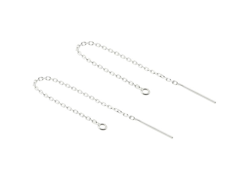 Sterling Silver Ear Threader with Ring PAIR image 1