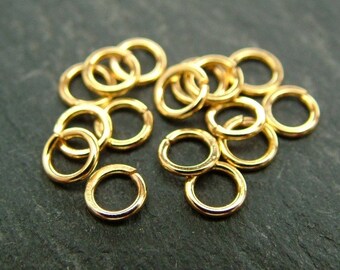 thumbnail image 2 of 100 Gold Plated Open Jump Rings 4mm, 20 Gauge, Brass Metal For Jewelry Making 2 of 5