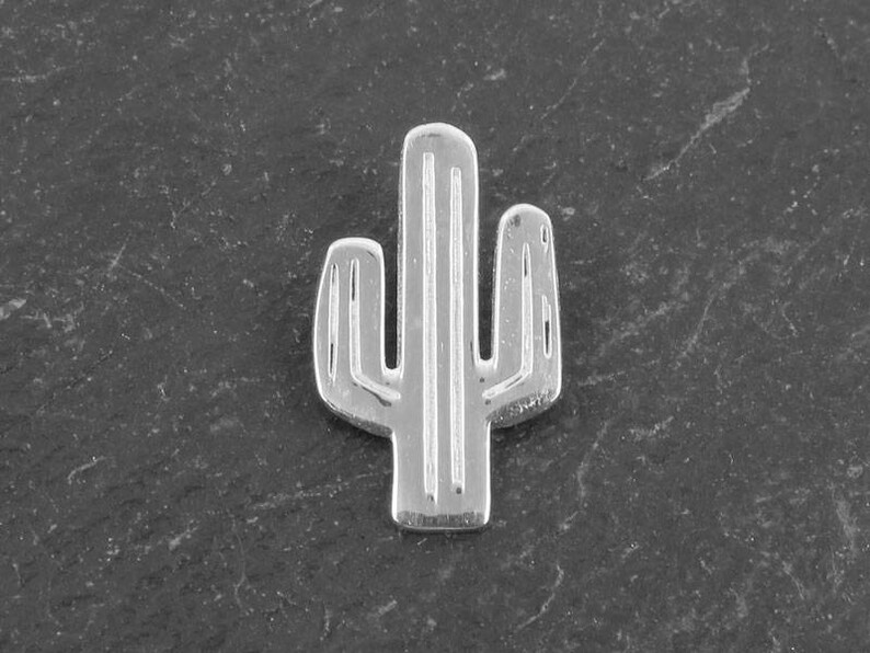 Sterling Silver Cactus Pendant 14mm image 1