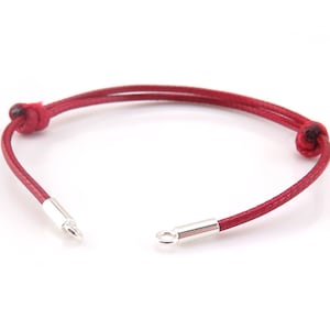 Sterling Silver & Cord Bracelet ~ Adjustable ~ Red