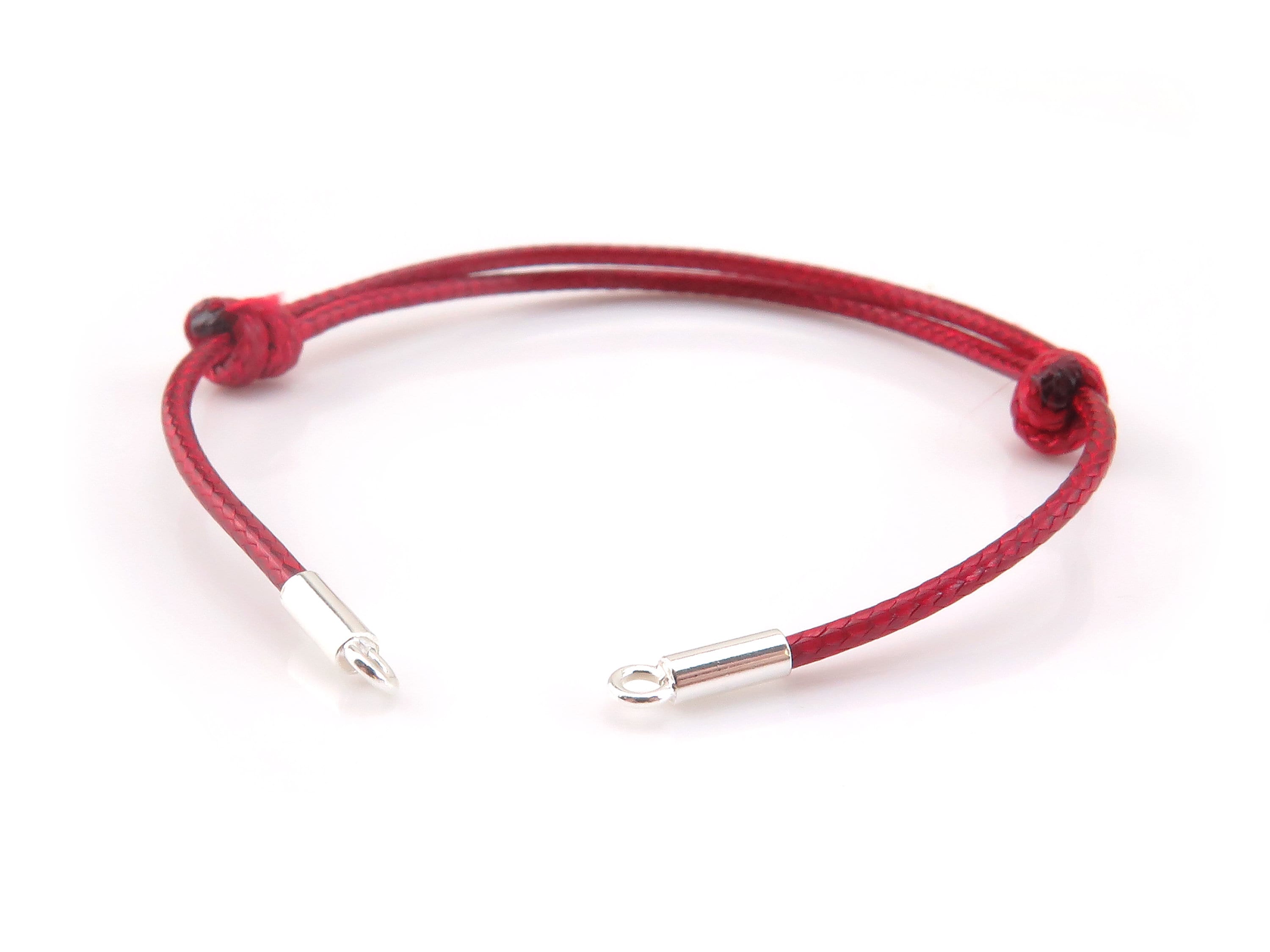 ◇HYERES LOR◇ Erite23 Silver (C) Change String Bracelet Red Sterling Silver & Cord Bracelet ~ Adjustable ~ Red - Etsy