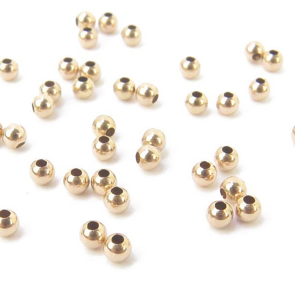 20pcs Gold Filled Plain Bead 2mm