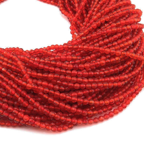 AAA Carnelian Faceted Round Beads 2.25mm ~ 12.5" Strand