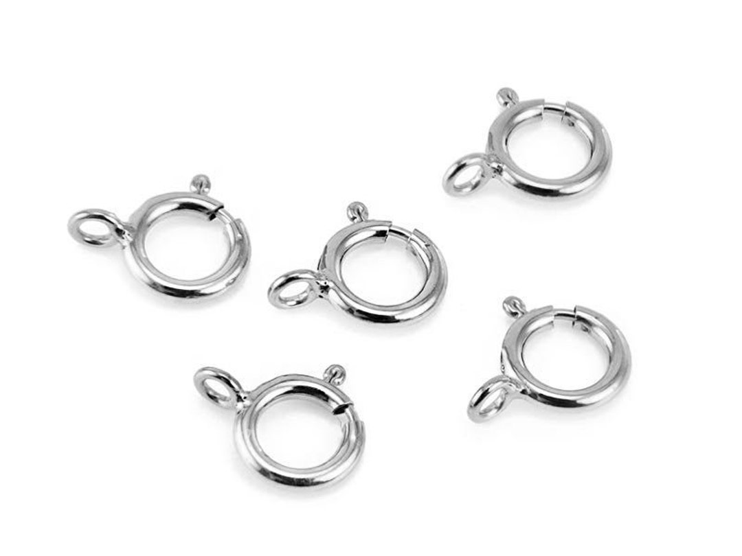 14x10mm Stainless Spring Ring Clasp, Silver Stainless Steel, Pack of Spring Clasps, Standard