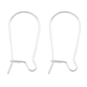 May include: A pair of silver earring hooks. Each hook features a curved top and a straight post. The hooks are designed for pierced ears and are made of a shiny metal, likely silver or a silver alloy.