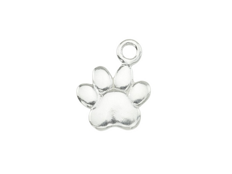 Sterling Silver Paw Print Charm 13mm image 1