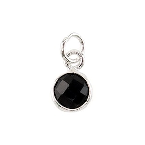Sterling Silver Black Onyx Round Charm 6mm
