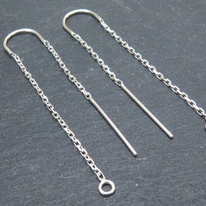 Sterling Silver U Shape Ear Threader with Ring ~ PAIR