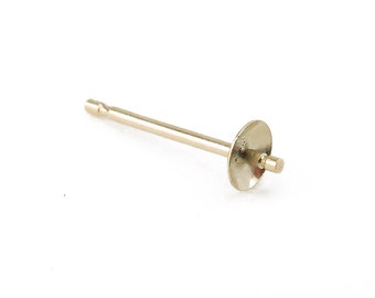 9K Gold Ear Post with Cup and Peg 3mm ~ 1 Piece
