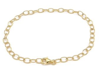 Gold Vermeil Cable Chain Bracelet with Clasp 7.5"
