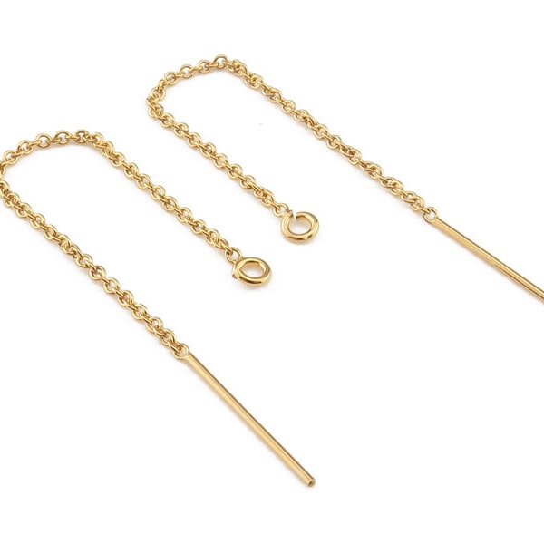 Gold Filled Ear Threader (Shorter) with Ring ~ PAIR