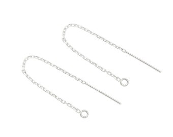 Sterling Silver Ear Threader (Shorter) with Ring ~ PAIR