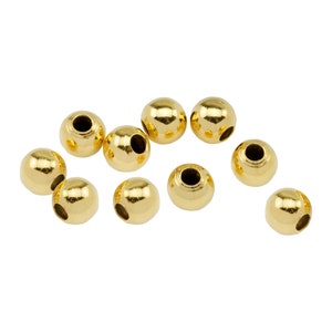 10 Stück Vergoldete Vermeil Silber Runde Perlen 3mm