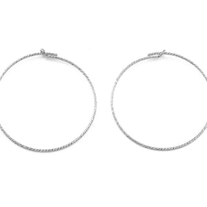 Sterling Silver Sparkle Beading Hoop 30mm ~ PAIR