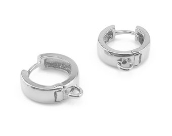 Pendientes de aro gruesos de plata de ley con aro de 13 mm ~ PAR