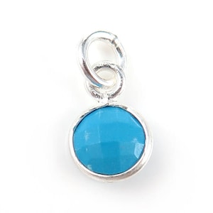 Sterling Silver Turquoise Round Charm 6mm