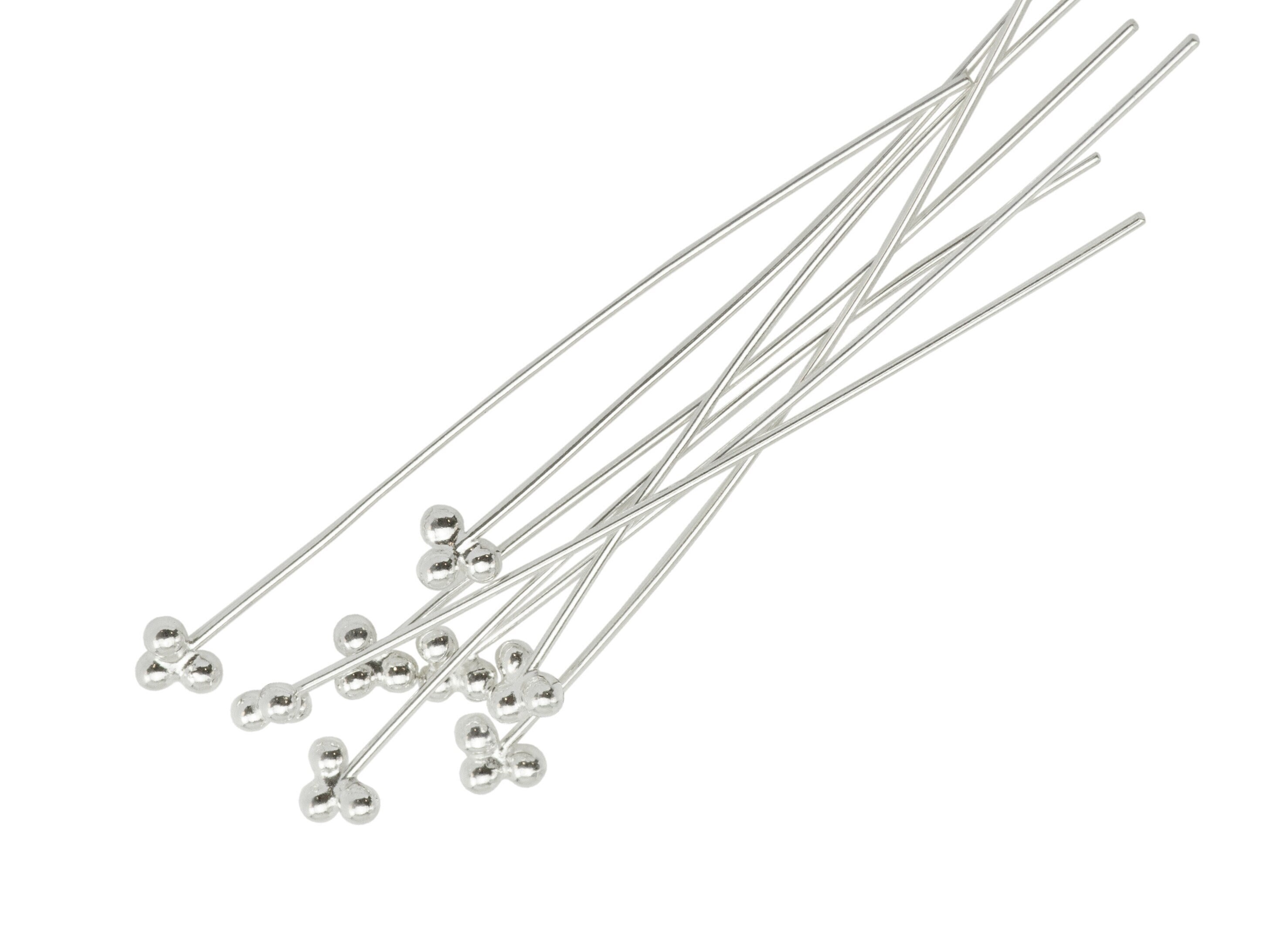 Sterling Silver Fancy Head Pin 24 Gauge 1.5 Pack Etsy