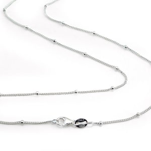 14 Inch Sterling Silver Satellite Necklace with Lobster Clasp