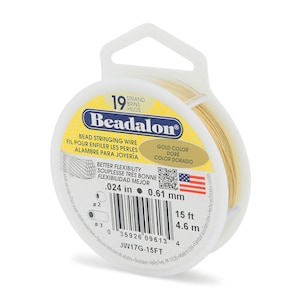 Beadalon 19 Strand Stringing Wire 0.024&#39;&#39; (0.61mm) - Gold - 15ft