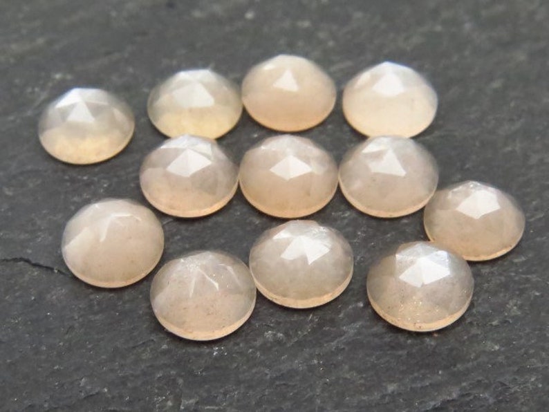 Peach Moonstone Rose Cut Round Cabochon ~ Various Sizes